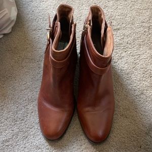Brown leather booties